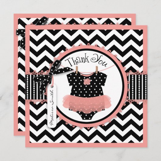 Baby Girl Tutu Chevron Afdrukken Dank je Bedankkaart (Voorkant / Achterkant)