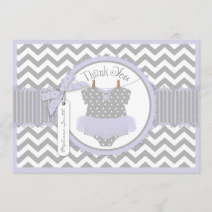 Baby Girl Tutu Chevron Afdrukken Dank je Bedankkaart