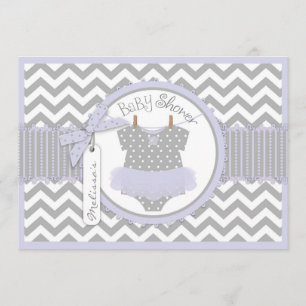 Baby Girl Tutu Chevron Print Baby shower Kaart