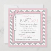 Baby Girl Tutu Chevron Print Baby shower Kaart (Achterkant)