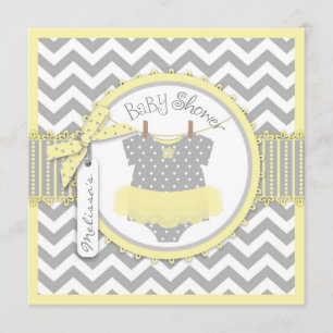 Baby Girl Tutu Chevron Print Baby shower Kaart