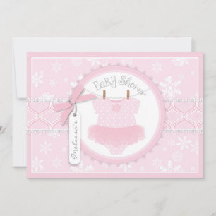Baby Girl Tutu Snowflake Print Baby shower Kaart