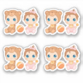 Baby Girl Twins Beer Jumpsuit set van 4 Sticker (Voorkant)