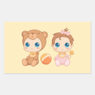 Baby Girl Twins Beer Jumpsuit Yellow Rechthoekige Sticker