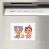 Baby Girl Twins Purple Bear Jumpsuit Magnet (In Situ (Lave-vaisselle))