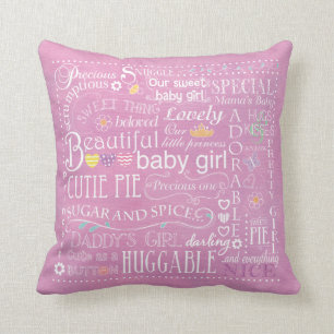 Baby Girl Typography Pillow Kussen