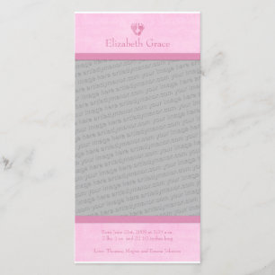 Baby Girl Voetafdrukken Foto geboorteaankondiging Aankondiging