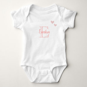 Baby Girl Voornaam Roze Monogram Hart Romper