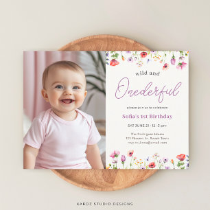 Baby Girl Wild en Onederful 1st Verjaardag Kaart
