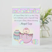 Baby Girl with Easter Eggs Baby shower Invitation (Debout devant)