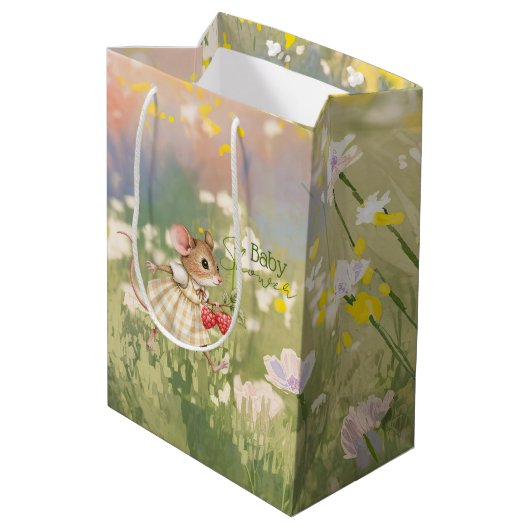 Baby Girl Woodland Animal Shower Medium Cadeauzakje (Achterkant Gekanteld)
