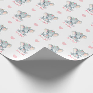 Baby Girl Wrapping Paper Roze Elephant Het is een Cadeaupapier