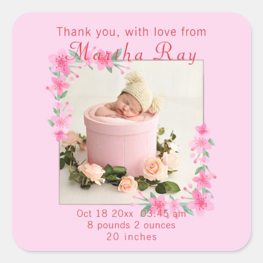 Baby Girl Your Photo here Classic Round Sticker (Devant)