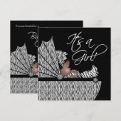 Baby Girl Zebra Baby shower Invitation (Devant / Derrière)