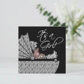 Baby Girl Zebra Baby shower Invitation (Debout devant)