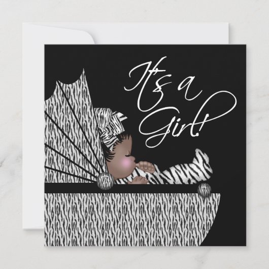Baby Girl Zebra Baby shower Invitation (Devant)