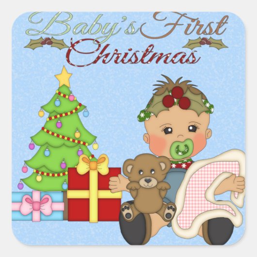 Baby Girl's 1e Kerstplein Sticker (Voorkant)