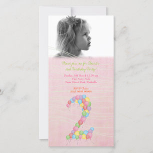 Baby Girls 2e anniversaire Carte photo Invitation
