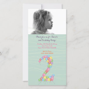 Baby Girls 2e anniversaire Carte photo Invitation