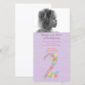Baby Girls 2e anniversaire Carte photo Invitation (Devant / Derrière)