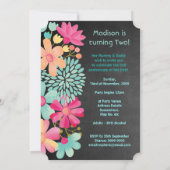 Baby Girls 2e anniversaire Numéro 2 Invitation de  (Dos)