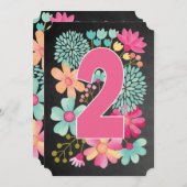 Baby Girls 2e anniversaire Numéro 2 Invitation de  (Devant / Derrière)