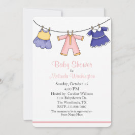 Baby Girls Clothes Baby shower Invitation Kaart