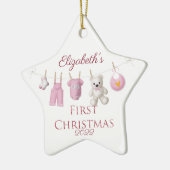 Baby Girl's Eerste Kerstmis Keramisch Ornament (Links)