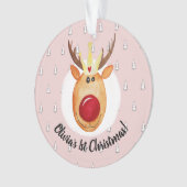 Baby Girl's eerste kerstprinses Rudolph Name Ornament (voorkant)