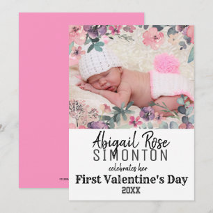Baby Girl's eerste Valentijnsdag fotokaart Kaart