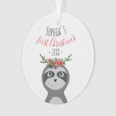 Baby Girls First Christmas Photo Sloth & Name (devant)
