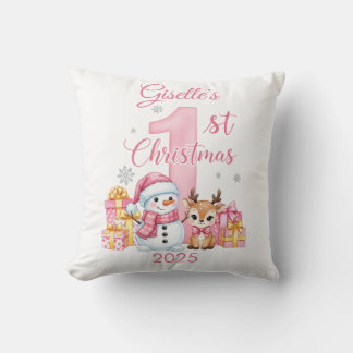 Baby Girl's First Christmas Pillow Kussen