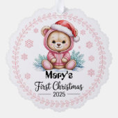 Baby Girl's First Xmas Ornament - Gepersonaliseerd (Achterkant)