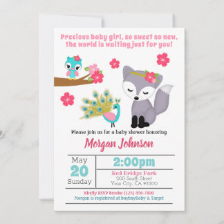 Baby Girls Renard rose Baby shower Invitation