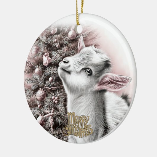 Baby Goat Christmas 1 and YOUR PHOTO Keramisch Ornament (Links)