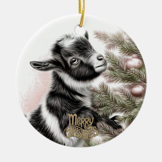 Baby Goat Christmas 2 and YOUR PHOTO Keramisch Ornament (Voorkant)