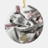 Baby Goat Christmas 5 and YOUR PHOTO Keramisch Ornament (Voorkant)