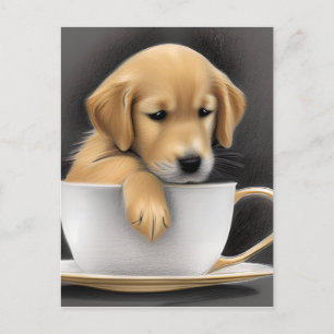 Baby Golden Retriever in een Tea Cup Graphic Briefkaart