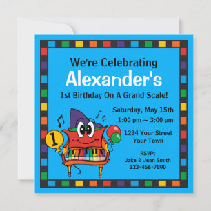 Baby Grand Piano 1er Anniversaire Invitation Perso
