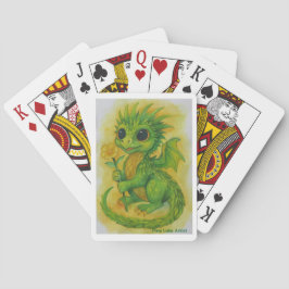 Baby Green Dragon Bringing A Flower Playing Cards Pokerkaarten