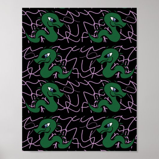 Baby Green Dragon Pattern Poster (Voorkant)