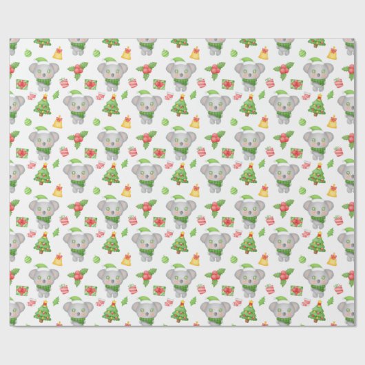 Baby Grijs Beer Kerst Cadeaupapier (Vlak)