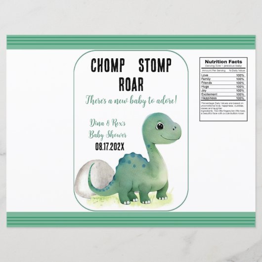 Baby Groene Dinosaurus Chomp Stomp Roar Chip Bag (Voorkant)