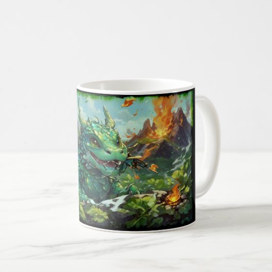 Baby Groene Hawaïaanse Vuurdraak & Vulkanen Koffiemok (Voorkant rechts)