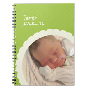 Baby groene puntscalp cirkel aangepast fotojournaa notitieboek