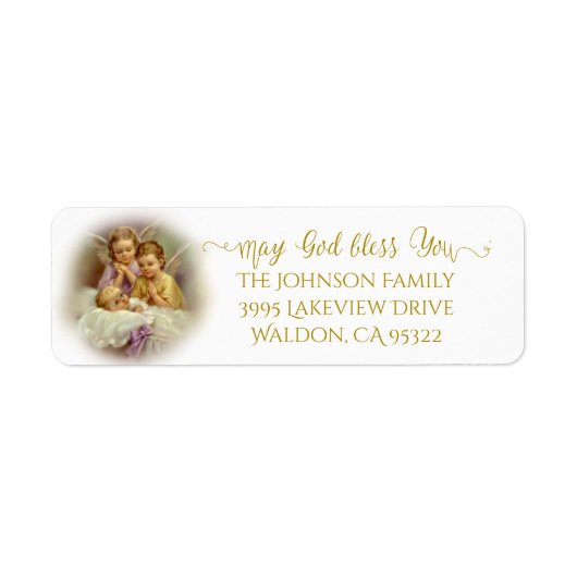 Baby | Guardian Angels | Gold Script Overlay Etiket (Voorkant)