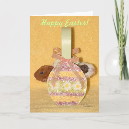 Baby Guinea Pigs Happy Easter Basket Kaart (Voorkant)