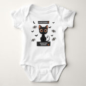 Baby Halloween Bodysuit - Schattigee Zwarte Kat Cu (Voorkant)