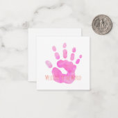 Baby Handafdruk Welkom op de Wereld Waterverf Kuns Notitiekaartje (Voorkant / Achterkant in situ)