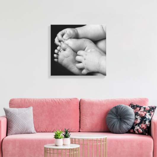 Baby Handen en Voeten Zwart en Wit Canvas Afdruk (Insitu (Woonkamer))